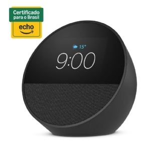Echo Spot (2024) com Alexa: Despertador inteligente com som vibrante e Alexa / Cor preta, AMAZON