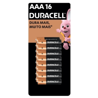 Pilha alcalina AAA com 16, DURACELL
