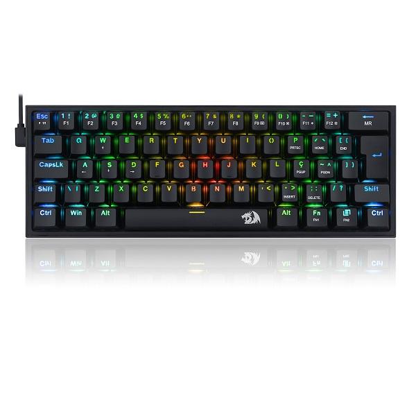 Teclado Gamer mecânico Fizz RGB, Preto, ABNT2, Switch MK2 DIY Azul, K617-RGB-B, REDRAGON