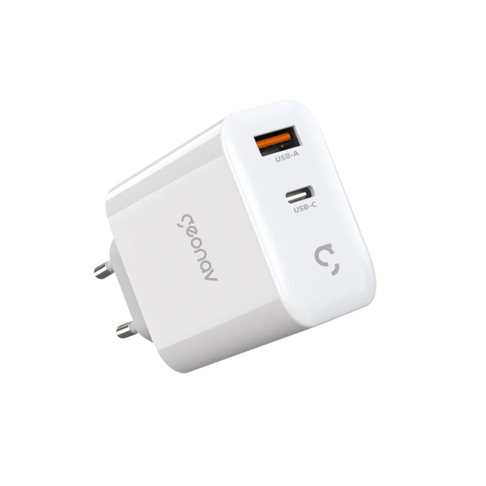Carregador USB Tomada 65W, Branco, USB-C e USB-A, CH65PDQC, GEONAV