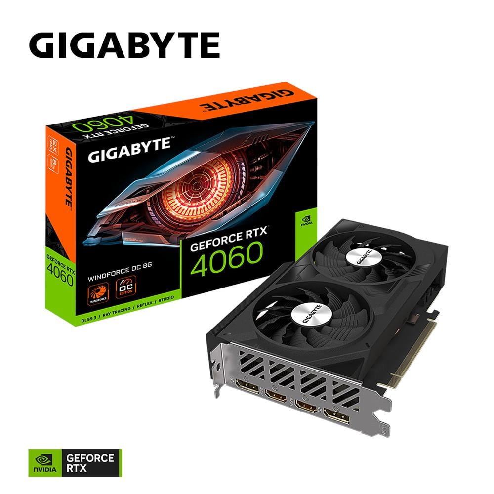 Placa de Video GeForce RTX 4060 Gigabyte Windforce OC, 8GB GDDR6, 128bit,  GV-N4060WF2OC-8GD