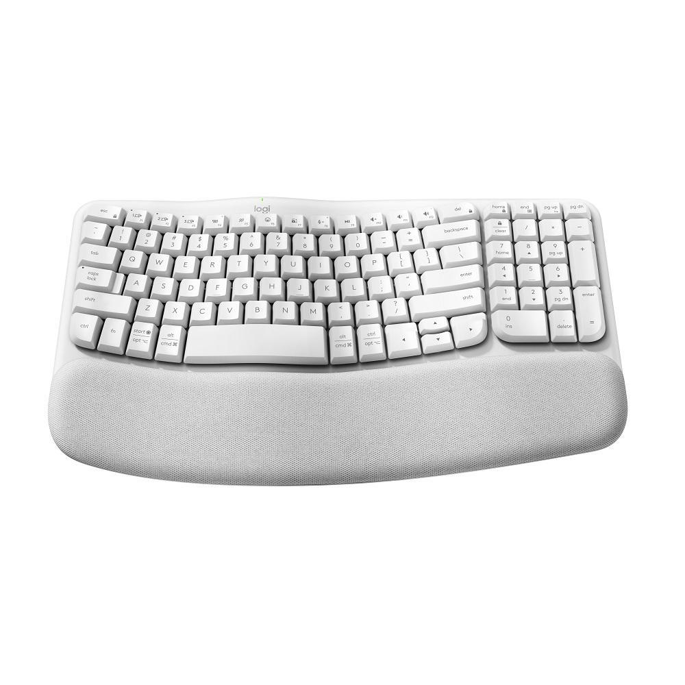Teclado sem Fio ergonômico Bluetooth Wave Keys, Branco, Multi-dispositivo, Layout Americano, LOGITECH