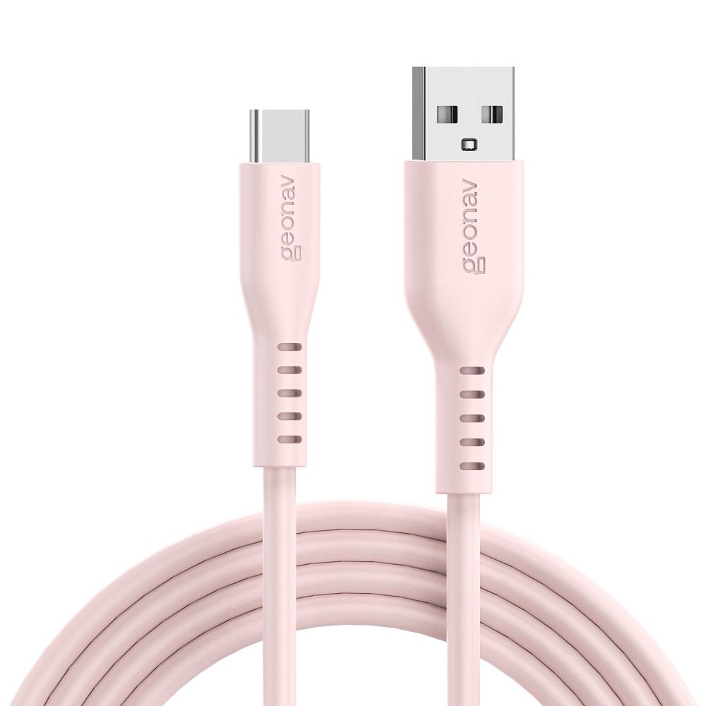 Cabo USB-A para USB-C, 1,5m, ESC05SPK, Rosa, Silicone, GEONAV