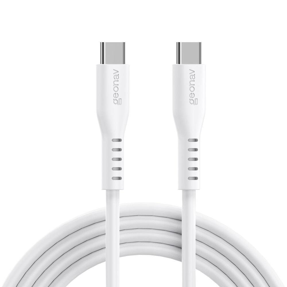 Cabo USB-C para USB-C, 1,5m, ESC06SWT, Branco, Silicone, GEONAV