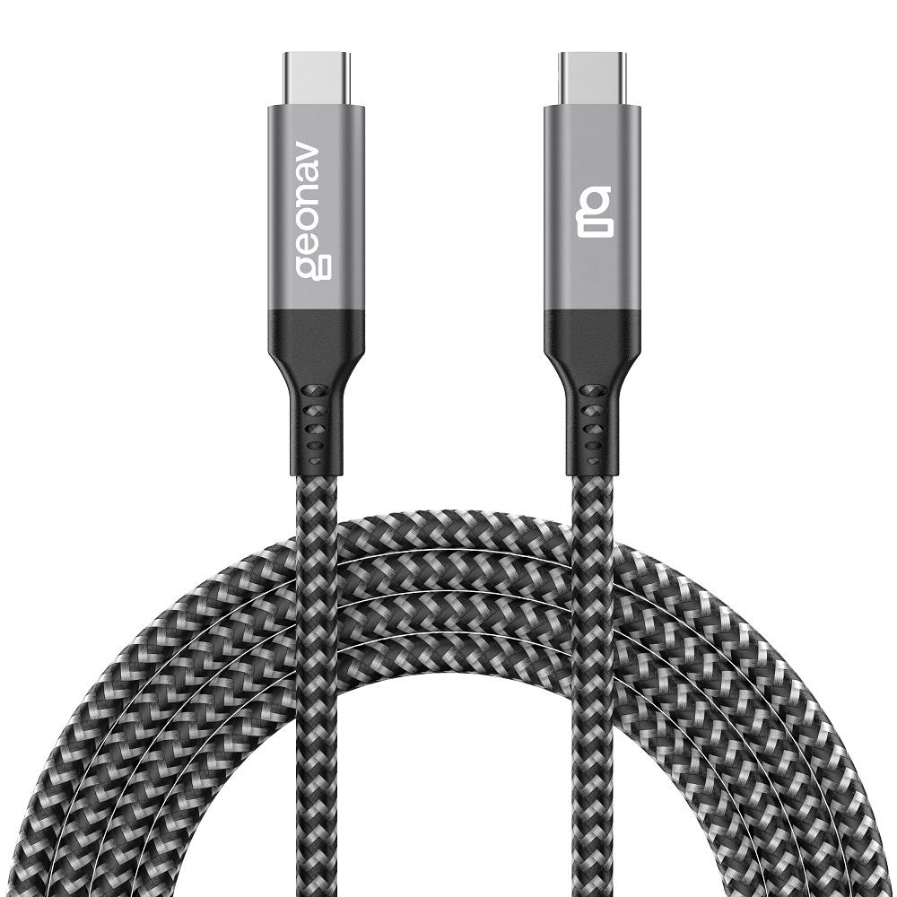 Cabo USB-C para USB-C, 1,5m, Nylon, UCC07, Preto, GEONAV