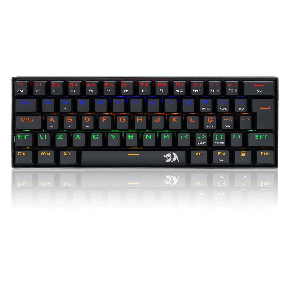 Teclado gamer mecânico compacto Lakshmi, ABNT2 Switch MK2 DIY VERMELHO, K606R (PT-RED), REDRAGON