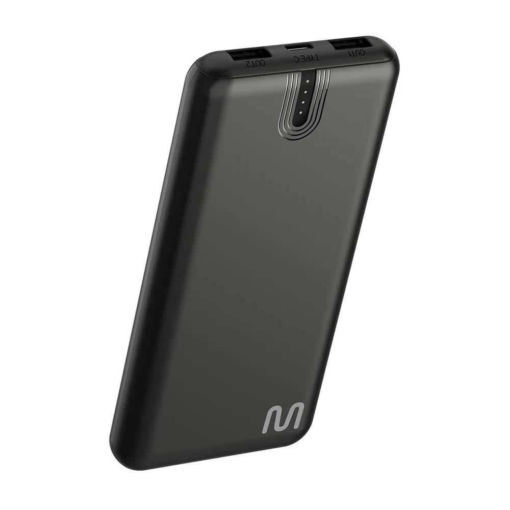 Carregador USB Portátil 10000mAh com Luz Indicadora de Bateria, Preto, CB173, MULTI