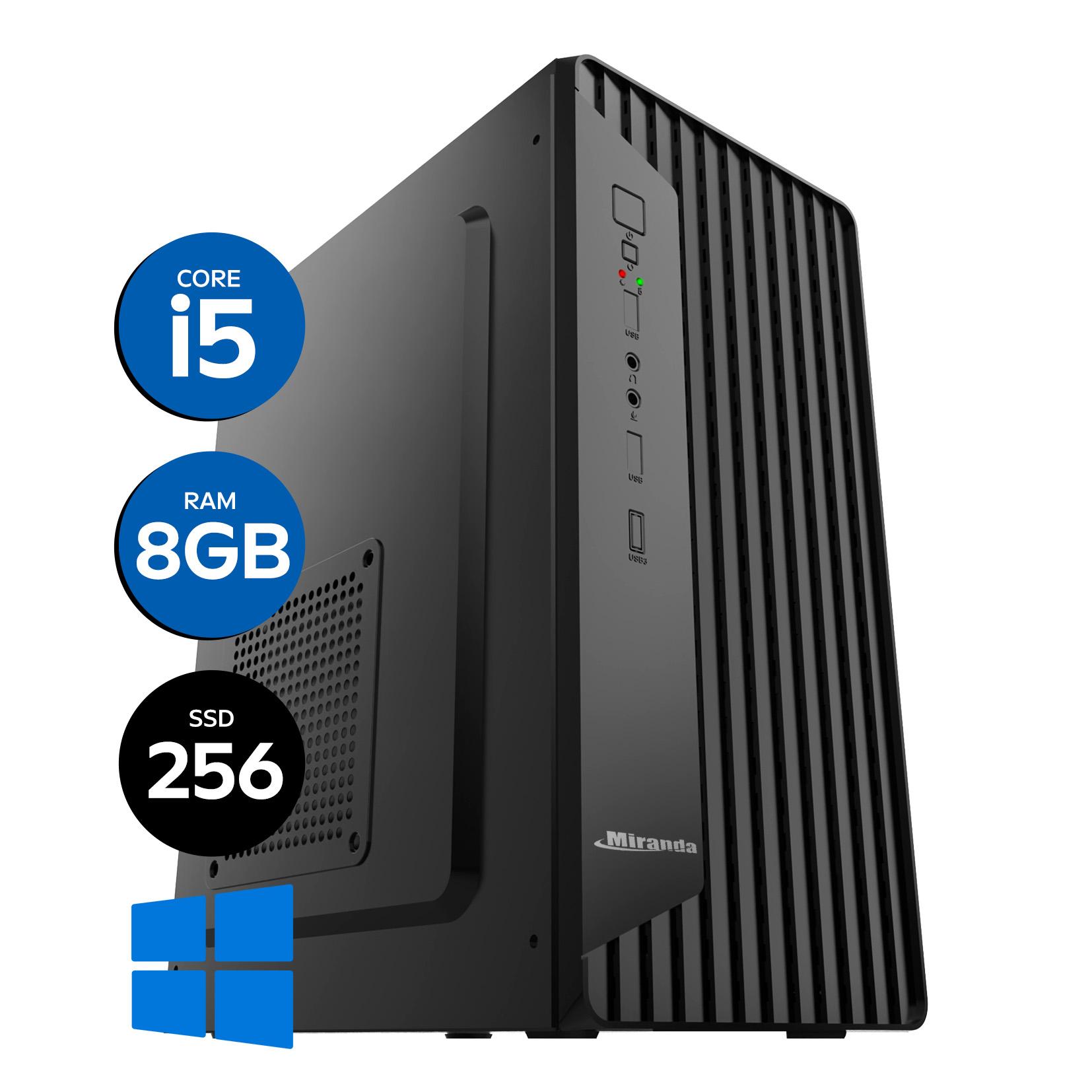 Computador Miranda Core i5-12400, Memória 8GB, SSD 256GB NVMe, WiFi, Windows 11, LOGIN