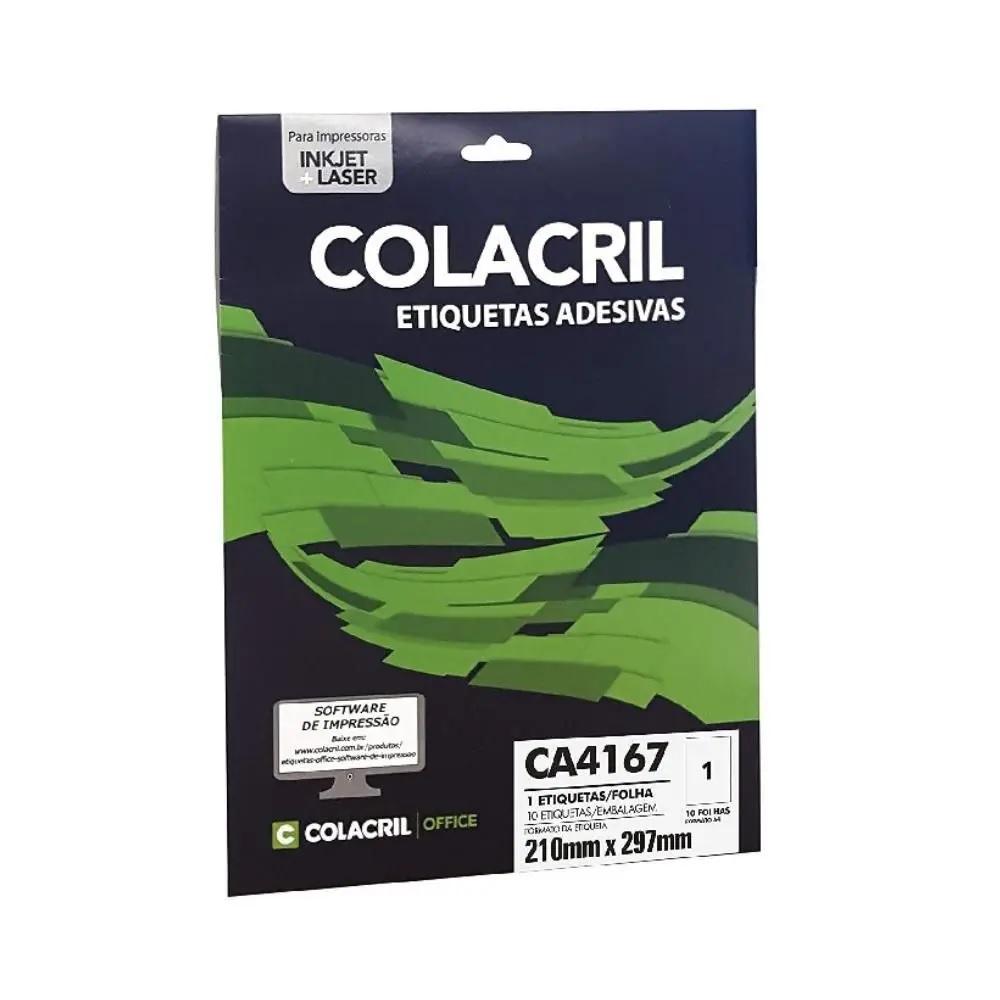 Etiqueta (210x297)mm las/ink 10fl ca4167 papel a4, COLACRIL