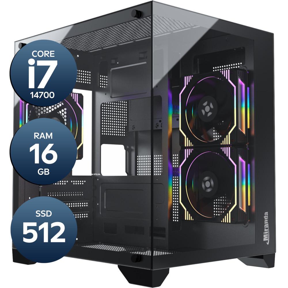 Computador Miranda Gamer Core i7-14700, Memória 16GB DDR5, SSD 512GB NVMe, Fonte 500W 80 Plus, Linux, LOGIN