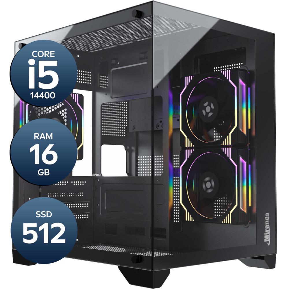 Computador Miranda Gamer Core i5-14400, Memória 16GB DDR5, SSD 512GB NVMe, Fonte 500W 80 Plus, Linux, LOGIN