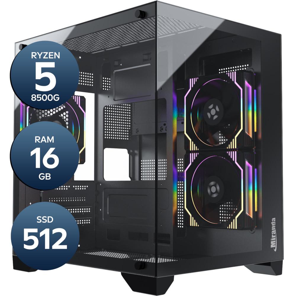 Computador Miranda Gamer AMD Ryzen 5 8500G, Memória 16GB DDR5, SSD 512GB NVMe, Fonte 500W 80 Plus, Linux, LOGIN