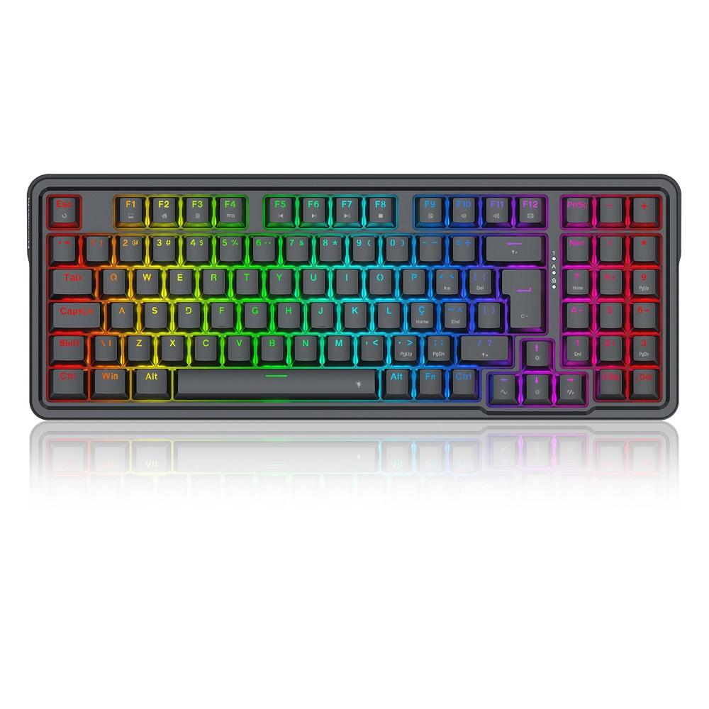 Teclado Gamer Mecânico Gloria RGB, Preto, ABNT2, Switch Maroom, K664-RGB (PT-BROWN), REDRAGON