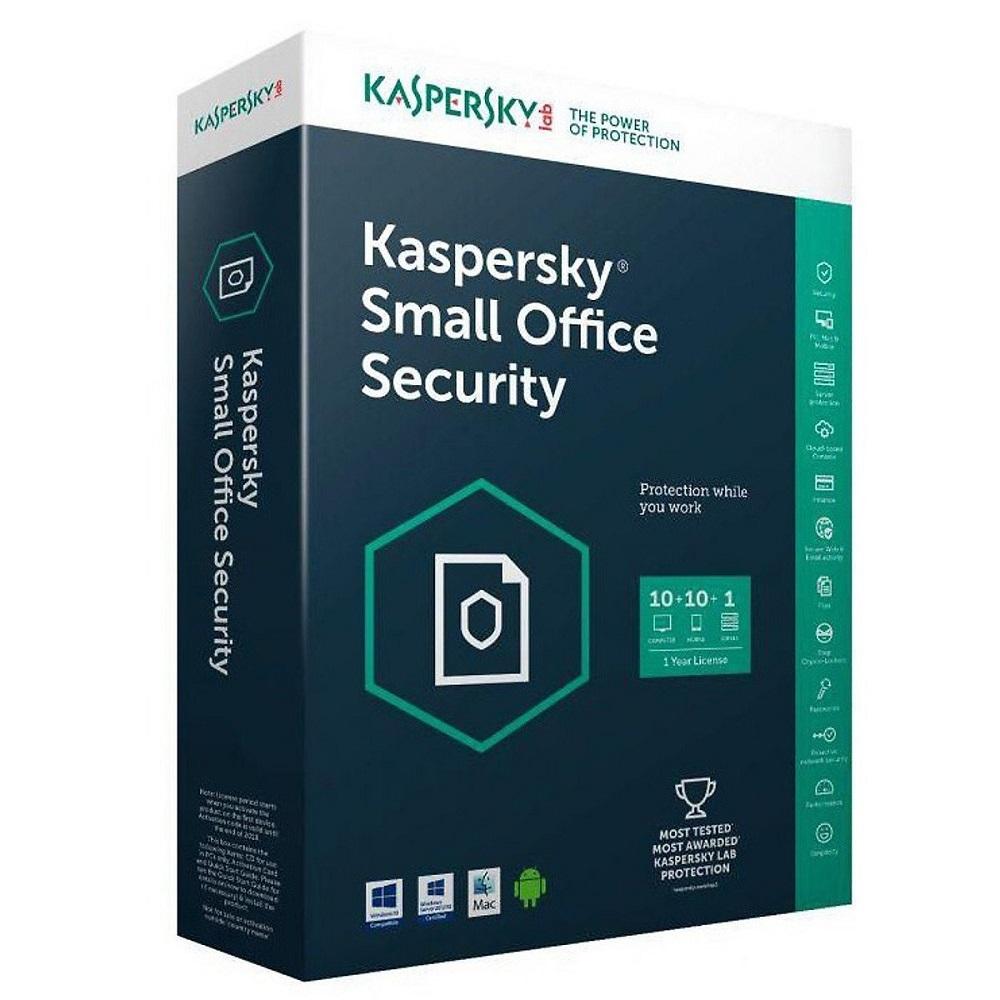 Antivírus Kaspersky Small Office Security Multidispositivo - Licença p/(10 PCs + 10 Mobiles + 1 Server) válida por 1 ano, KASPERSKY