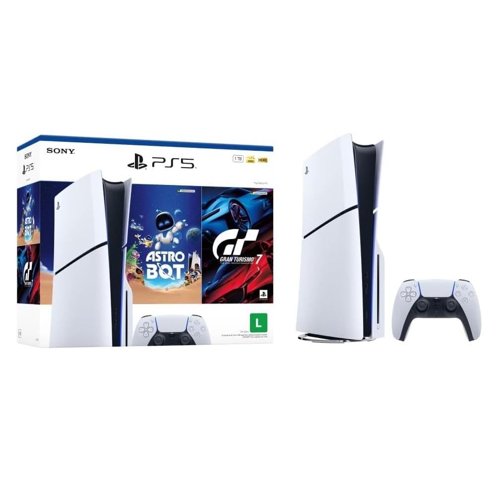 Console Playstation 5 PS5 Slim Disk 1TB com 2 Jogos (Astro Bot e Gran Turismo 7), SONY PLAYSTATION