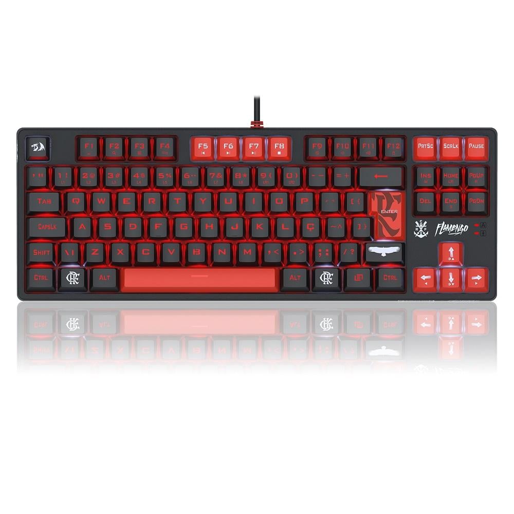 Teclado Gamer Mecânico Flamengo Nation, Preto, ABNT2, Switch Marrom, FL576, REDRAGON