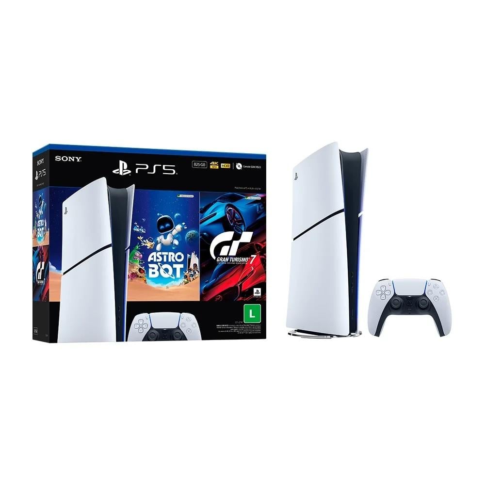 Console Playstation 5 PS5 Slim Digital 825GB, Pacote Astro Bot e Gran Turismo 7, SONY PLAYSTATION