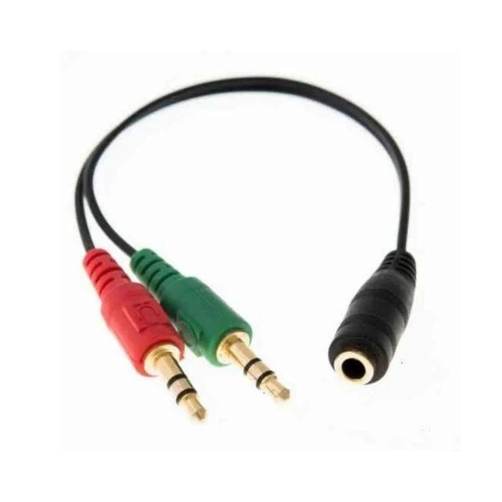 Adaptador 2xP2 Mic + Fone (M) para P3 (F), 8042 , MD9