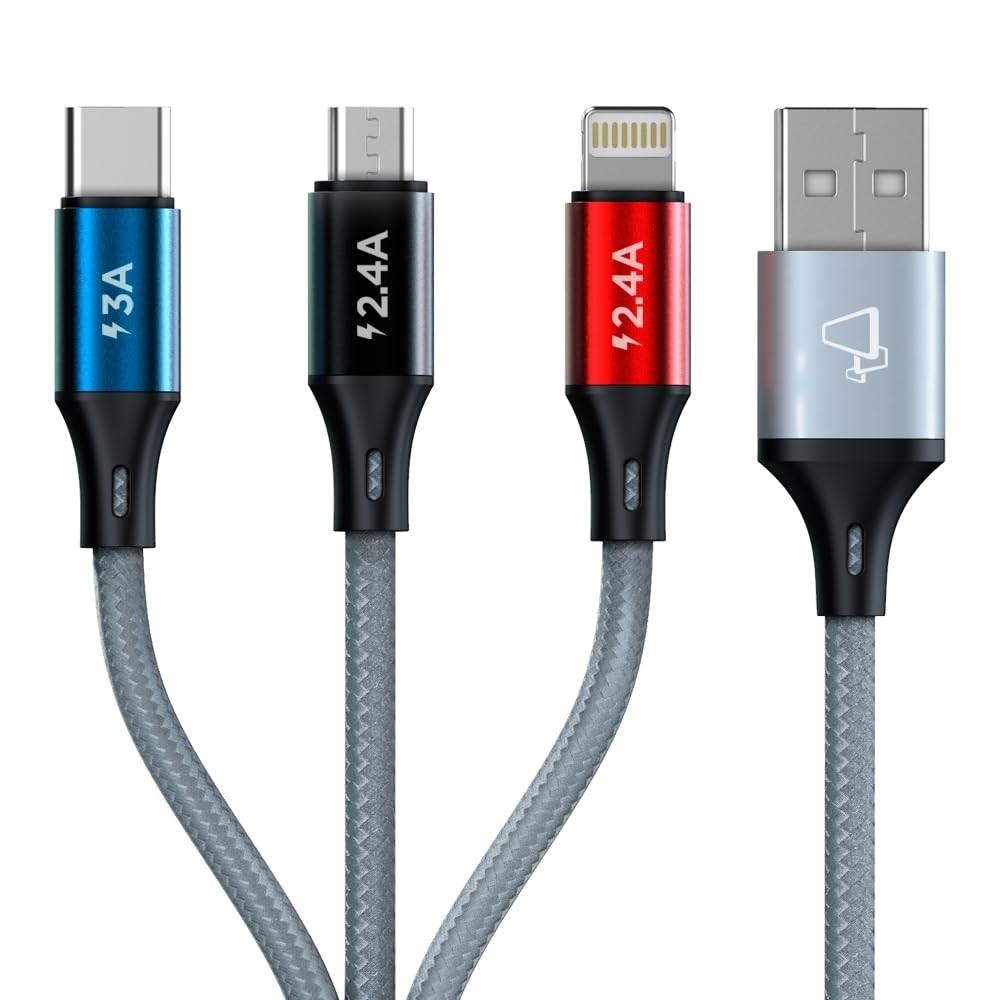 Cabo USB-A 3 em 1, Lightning, USB-C, Micro USB, CS-31C, ELG