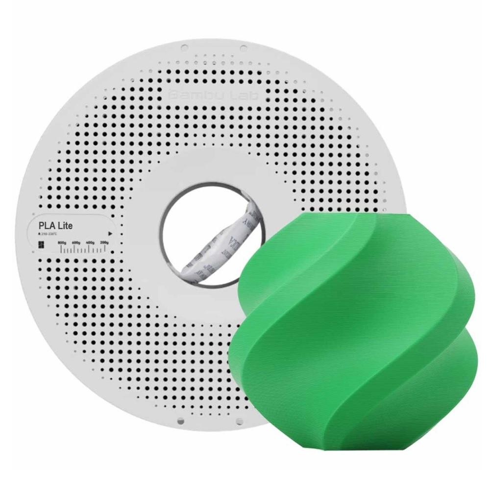 Filamento 1,75mm PLA Lite, 1kg, Verde, para Impressora 3D, Com Carretel Reutilizável, BAMBU LAB