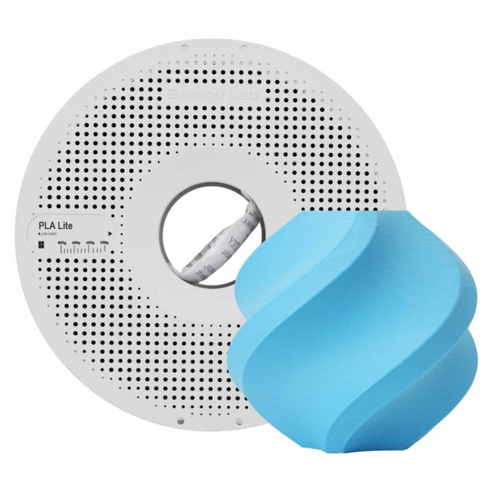 Filamento 1,75mm PLA Lite, 1kg, Ciano, para Impressora 3D, Com Carretel Reutilizável, BAMBU LAB