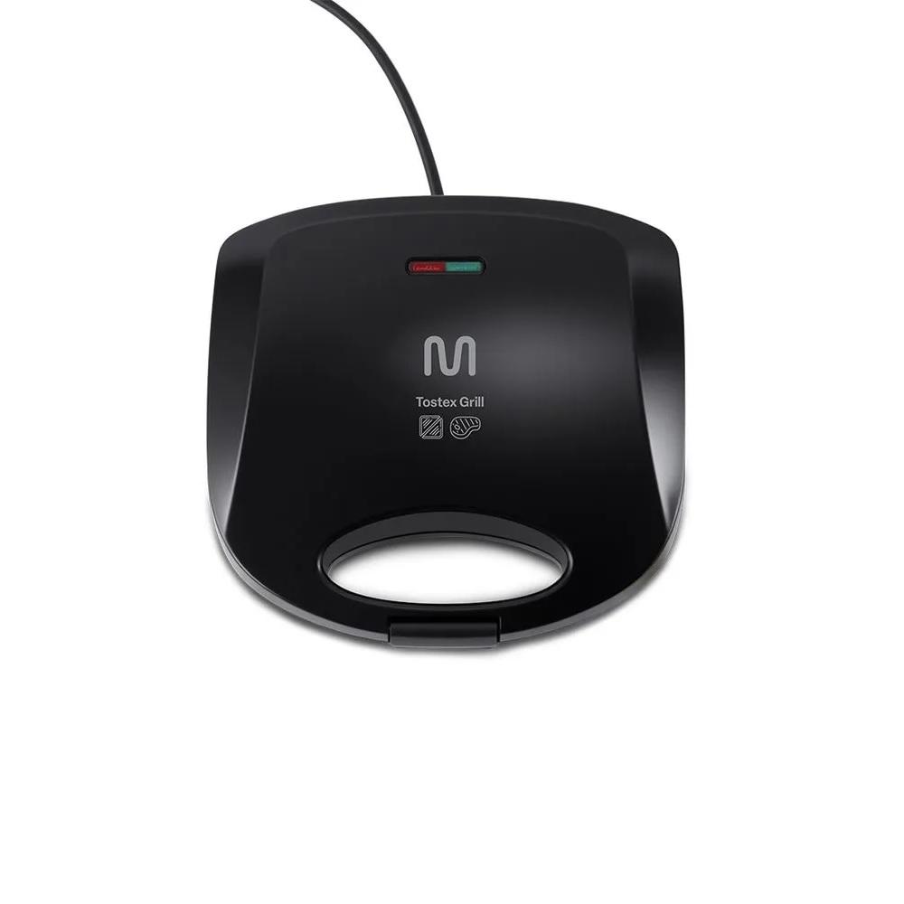 Sanduicheira e Grill Preta, 220V, 750W, Chapa Antiaderente Dupla Ondulada, GO068, MULTI