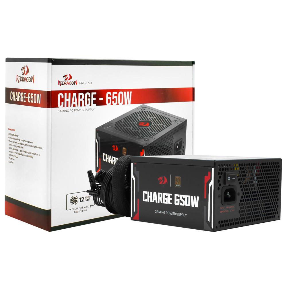 Fonte PC 650W Redragon Charge 80 Plus Bronze, Capacitores 100% Japoneses, FRC-650W