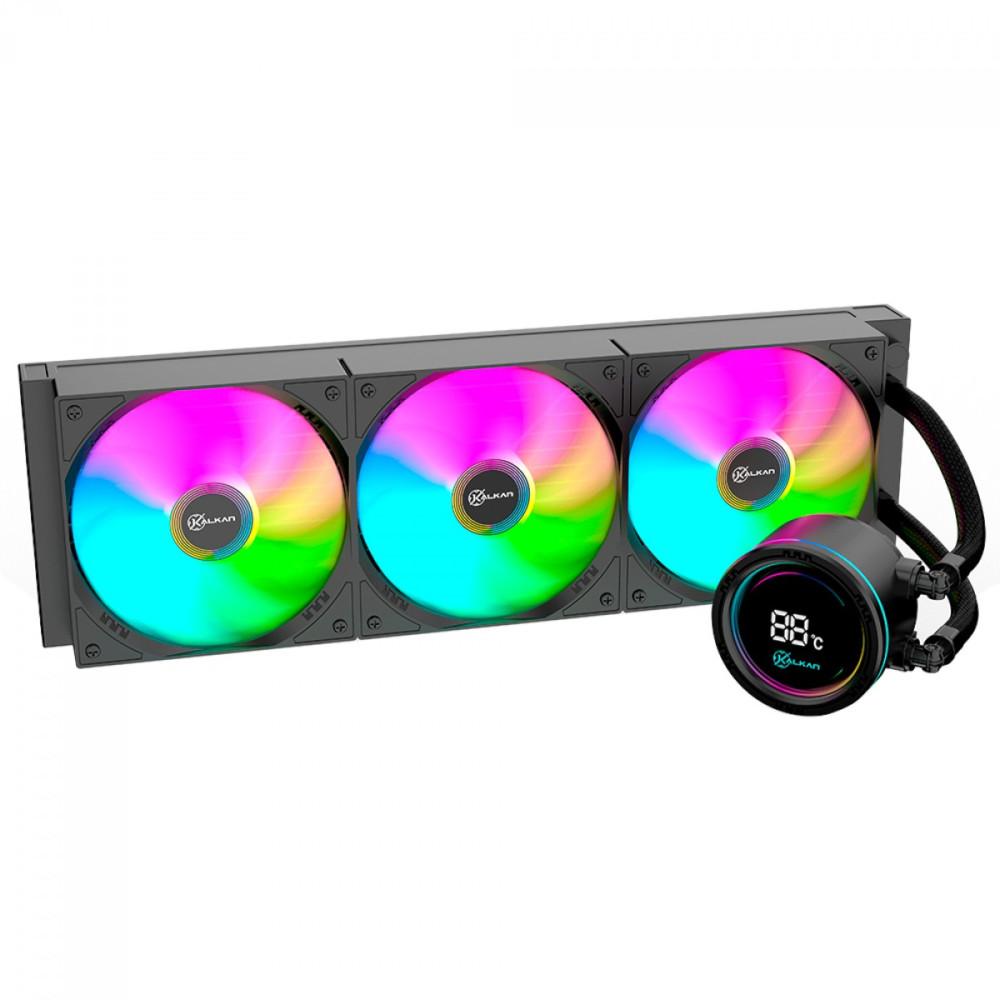 Water Cooler 360mm Kalkan Alpha RGB, Display integrado, Compatível com os sockets Intel e AMD, KLK00048