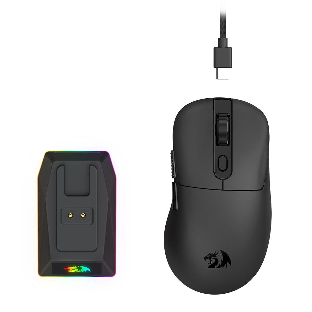 Mouse Gamer Ebony Standard Preto, RGB, 24.000 dpi, com Dock de Carregamento, M998-STD-1K, REDRAGON