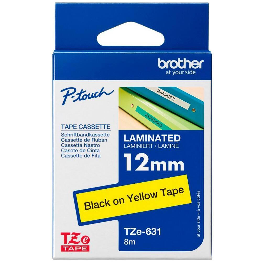 Fita Rotulador 12mm para P-Touch TZE131 Amarelo/Preto, BROTHER