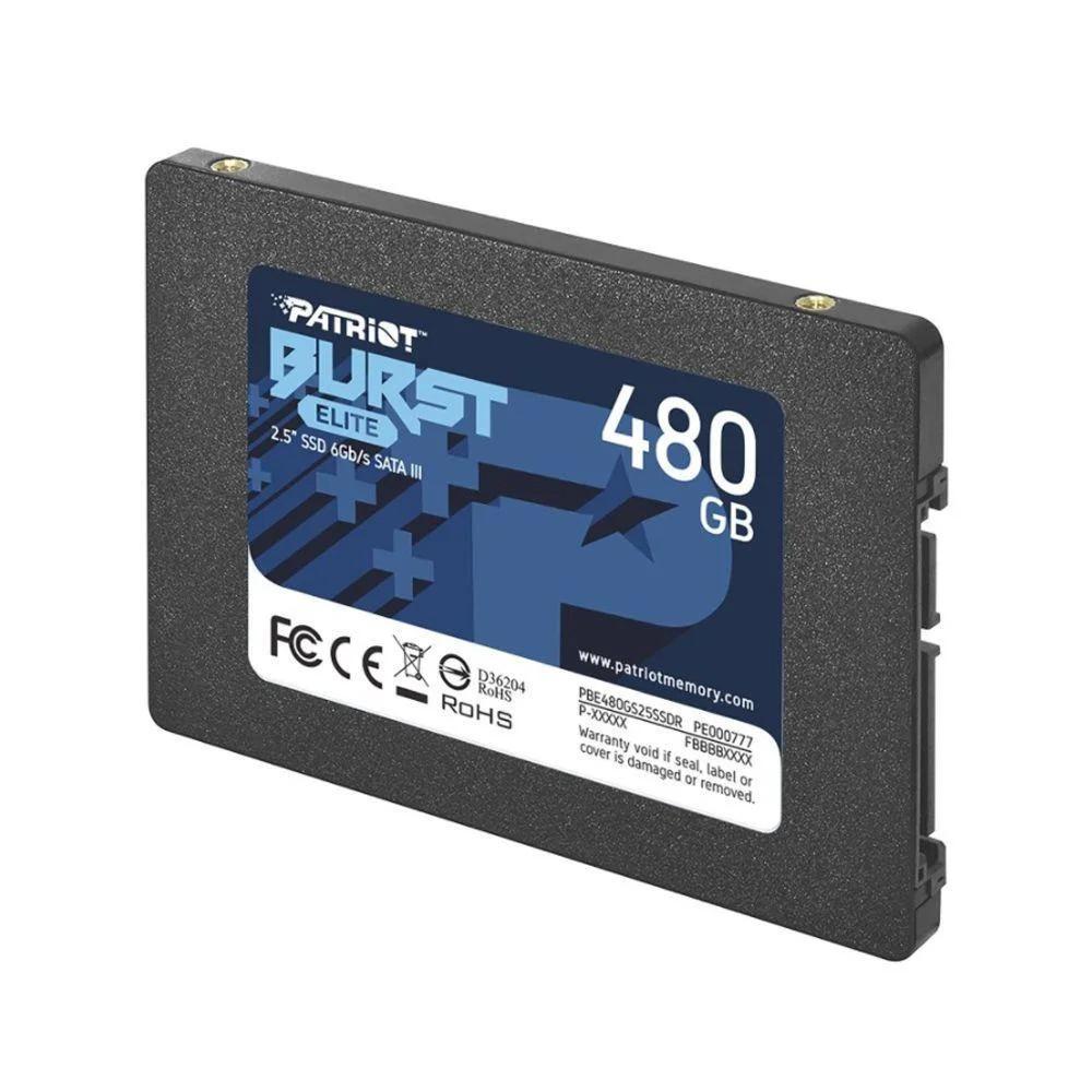 SSD 480GB Sata3 Patriot Burst Elite, Leitura até 450MB/s e Gravação até 320MB/s, PBE480GS25SSDR