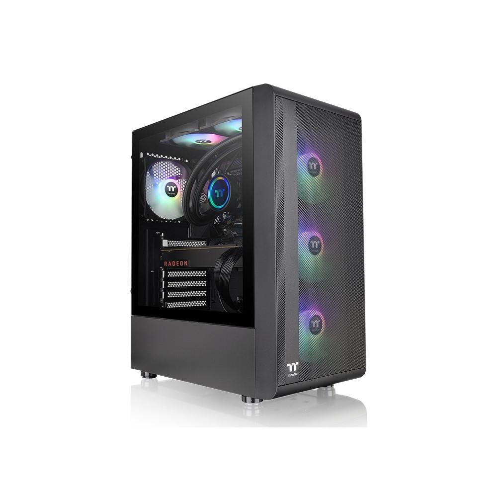 Gabinete Gamer Thermaltake S200 TG ARGB com Fonte 650W Smart BX1 80 Plus, Lateral de vidro temperado, 4 FANS ARGB inclusas