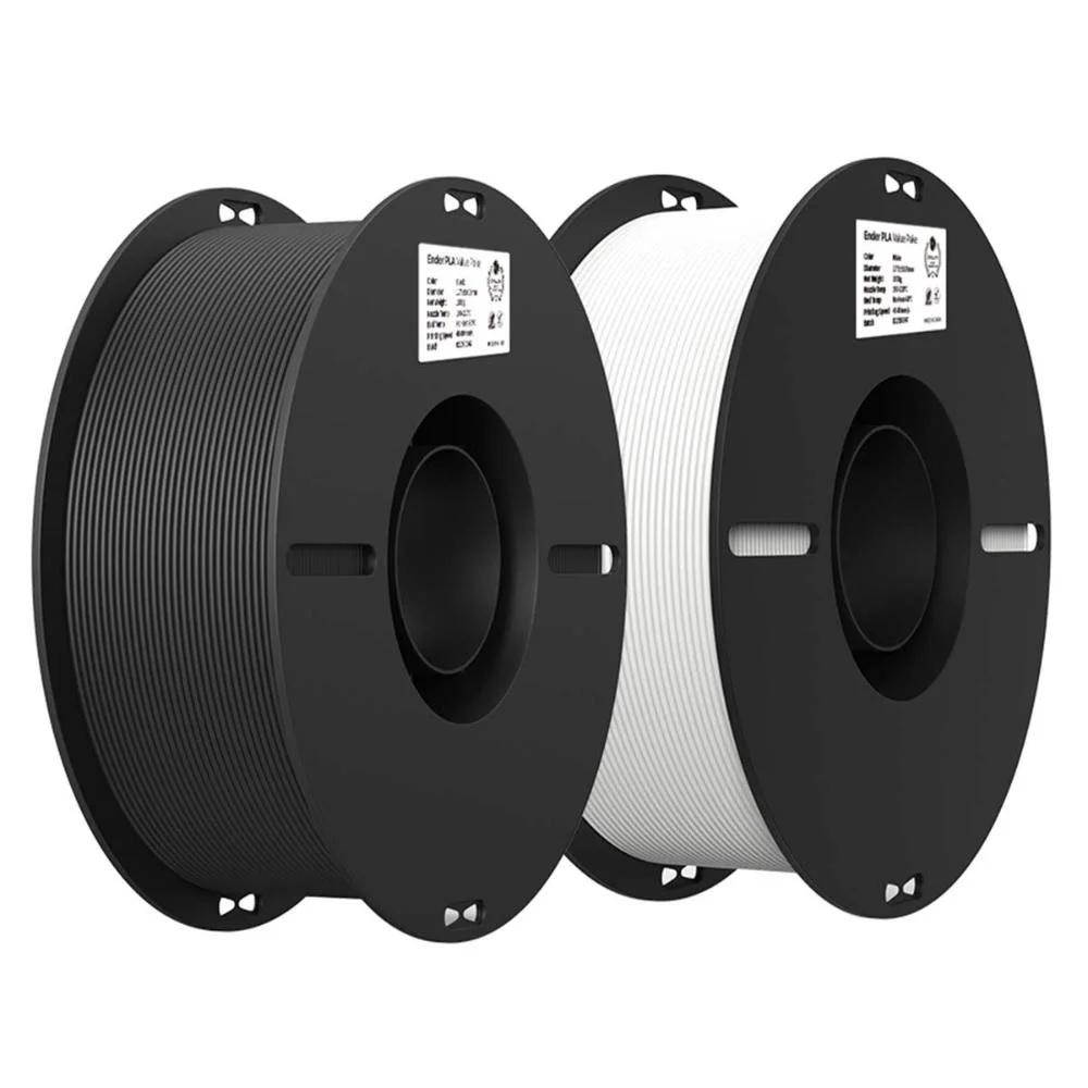 Filamentos 1,75mm Ender-PLA, Kit com 2kg - Preto + Branco, para Impressora 3D, 3301010337, CREALITY