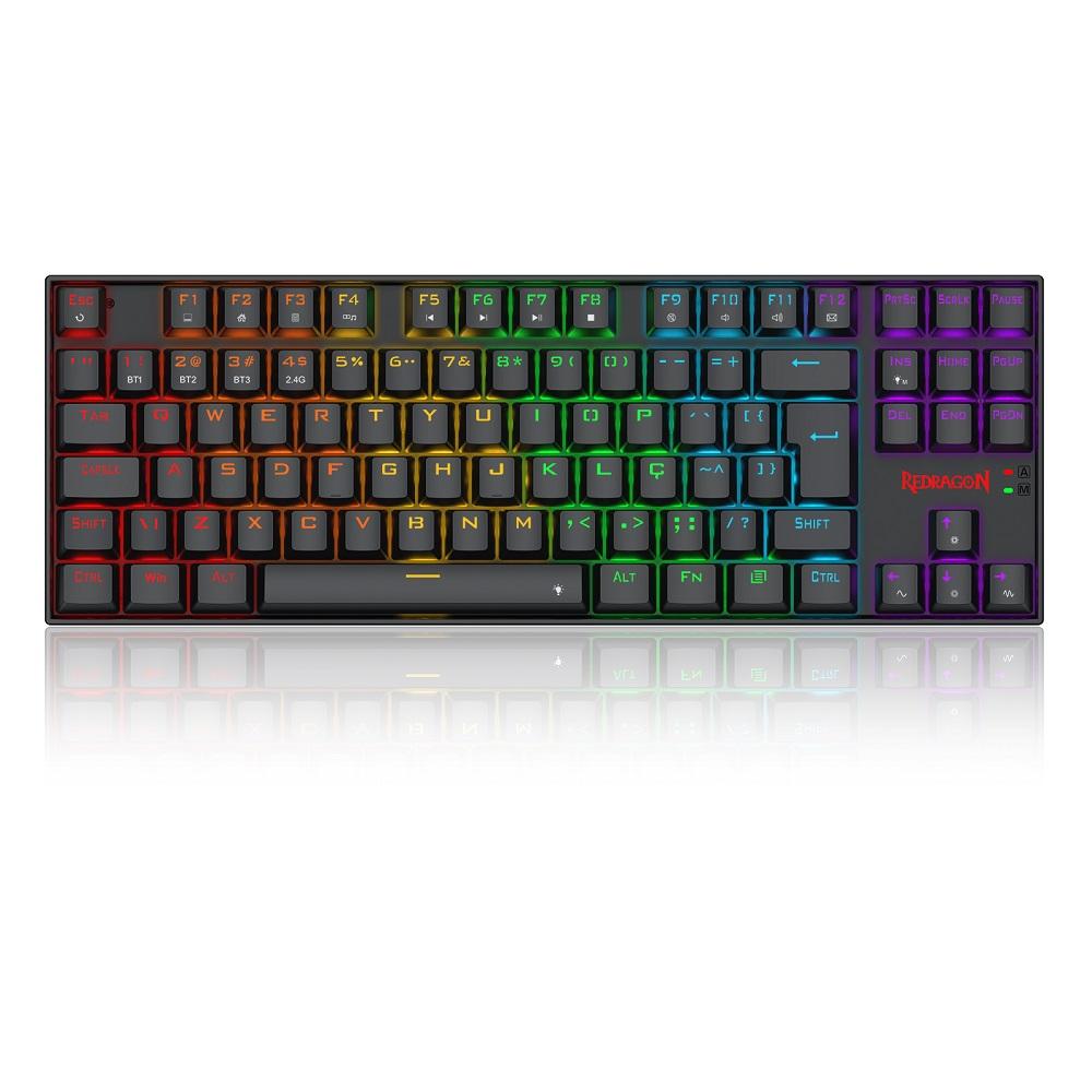 Teclado Gamer Mecânico Kumara Elite, ABNT2, iluminação Rainbow, Switch Marrom, K552-KRS, REDRAGON