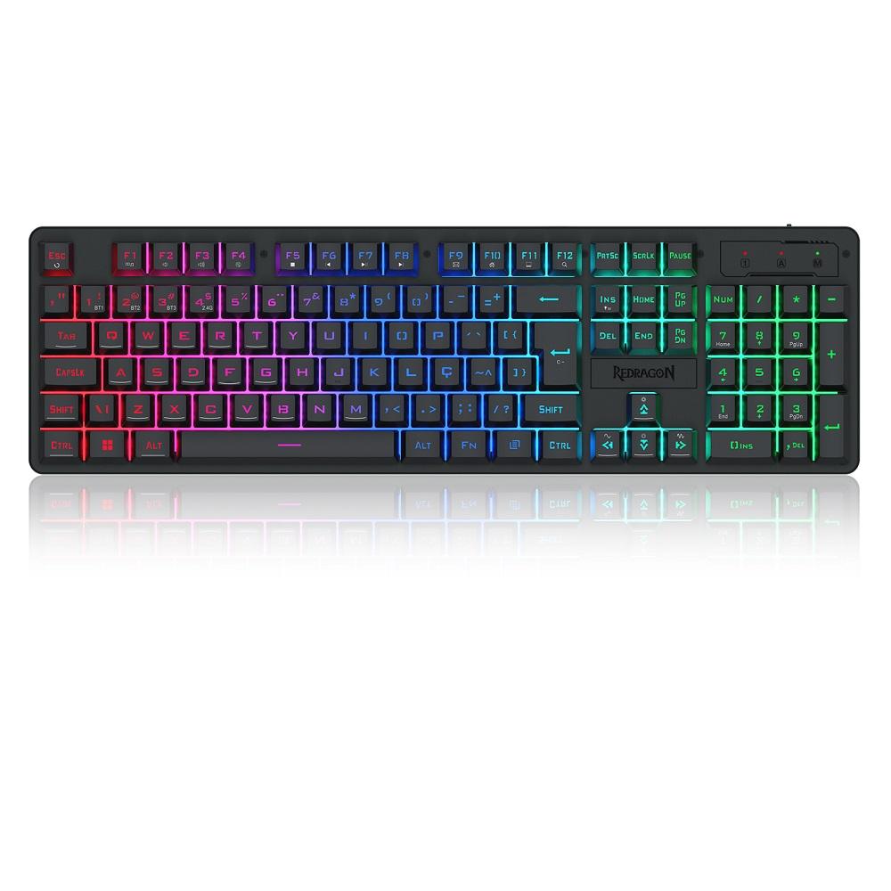 eclado Gamer Membrana Netherbane Pro, RGB, Full Size, ABNT2, K521RGB-KS PT, REDRAGON