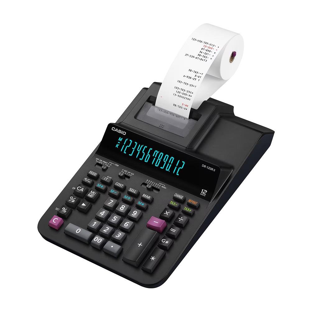 Calculadora de Mesa com Impressora, Preta, DR-120RII-BK, CASIO