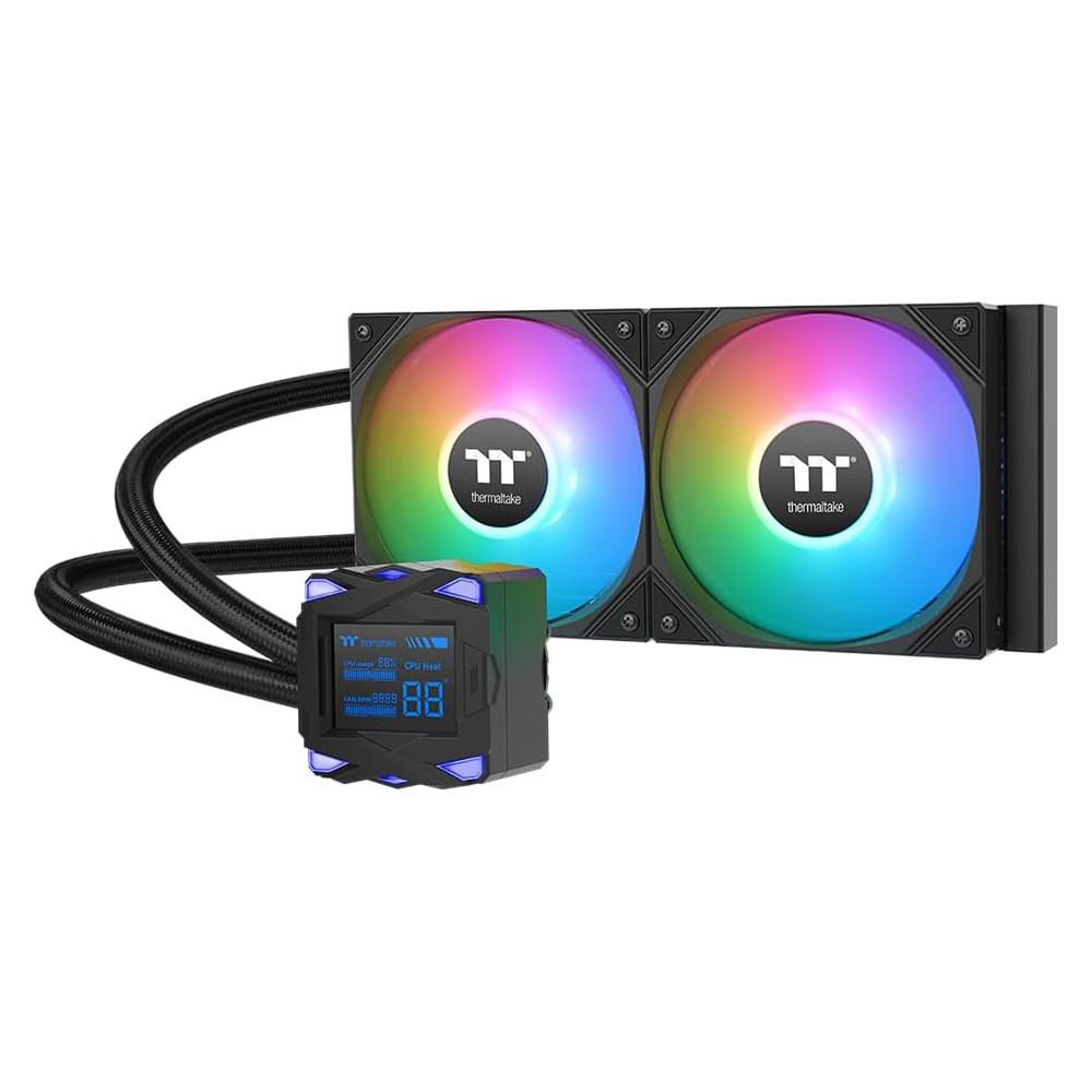 Water Cooler 240mm Thermaltake LA240-S ARGB SYNC, visor LCD de 2,4 polegadas que exibe informações em tempo real, CL-W461-PL12SW-A