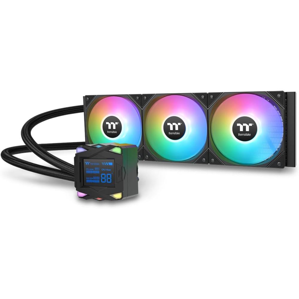Water Cooler 360mm Thermaltake LA360-S ARGB SYNC, visor LCD de 2,4 polegadas que exibe informações em tempo real, CL-W462-PL12SW-A