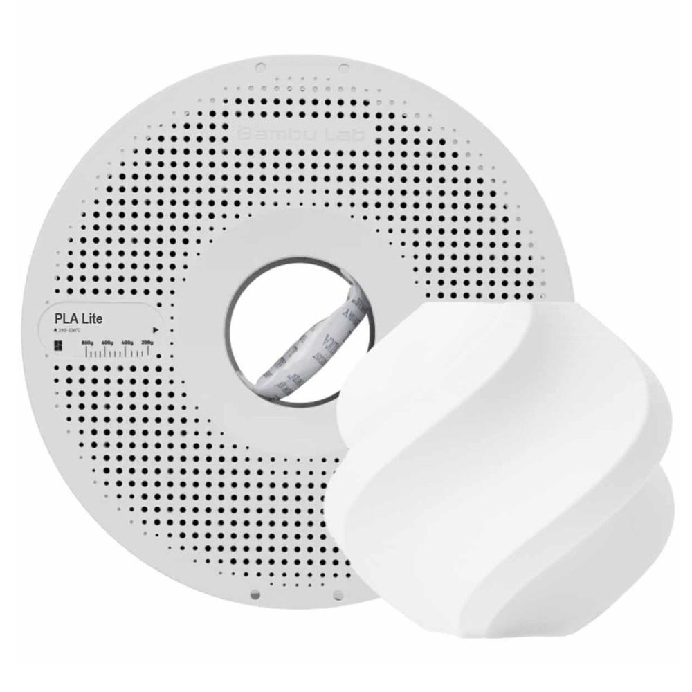 Filamento 1,75mm PLA Lite, 1kg, Branco, para Impressora 3D, Com Carretel Reutilizável, BAMBU LAB