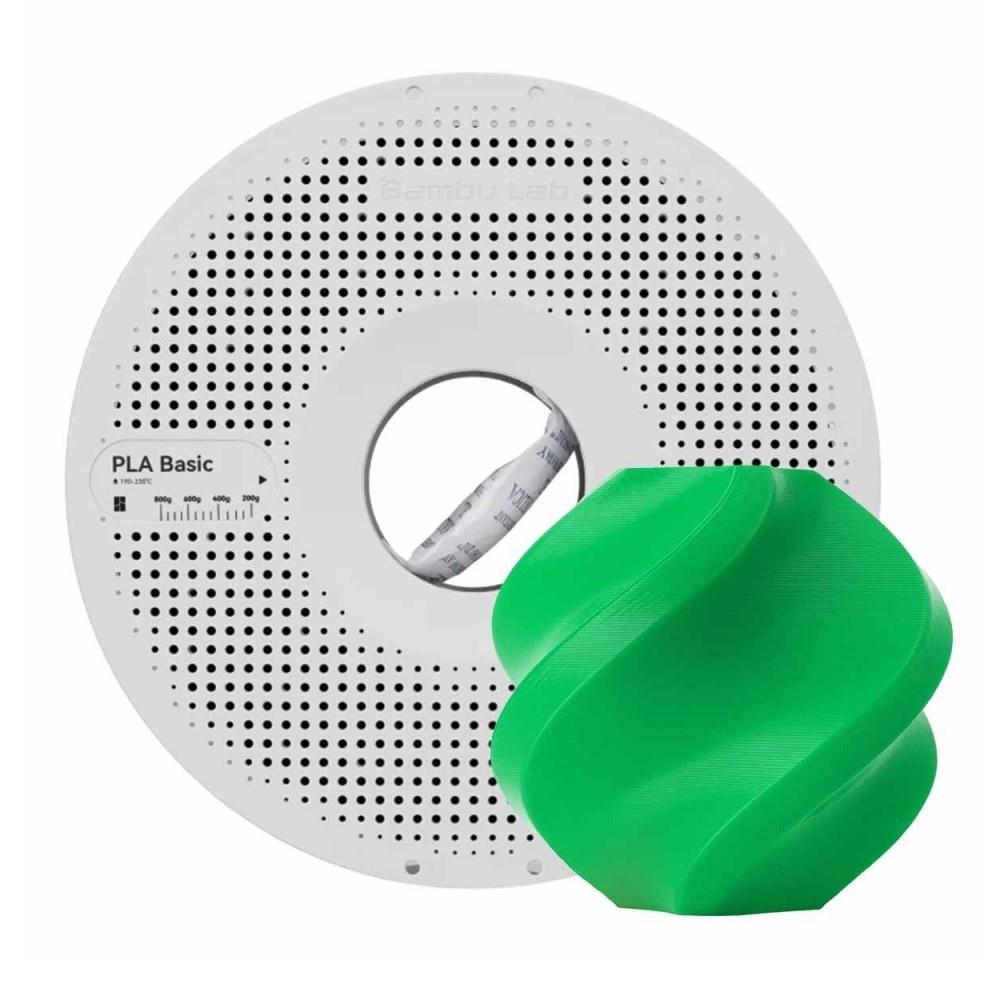 Filamento 1,75mm PLA Básico, 1kg, Verde, para Impressora 3D, Com Carretel Reutilizável, BAMBU LAB