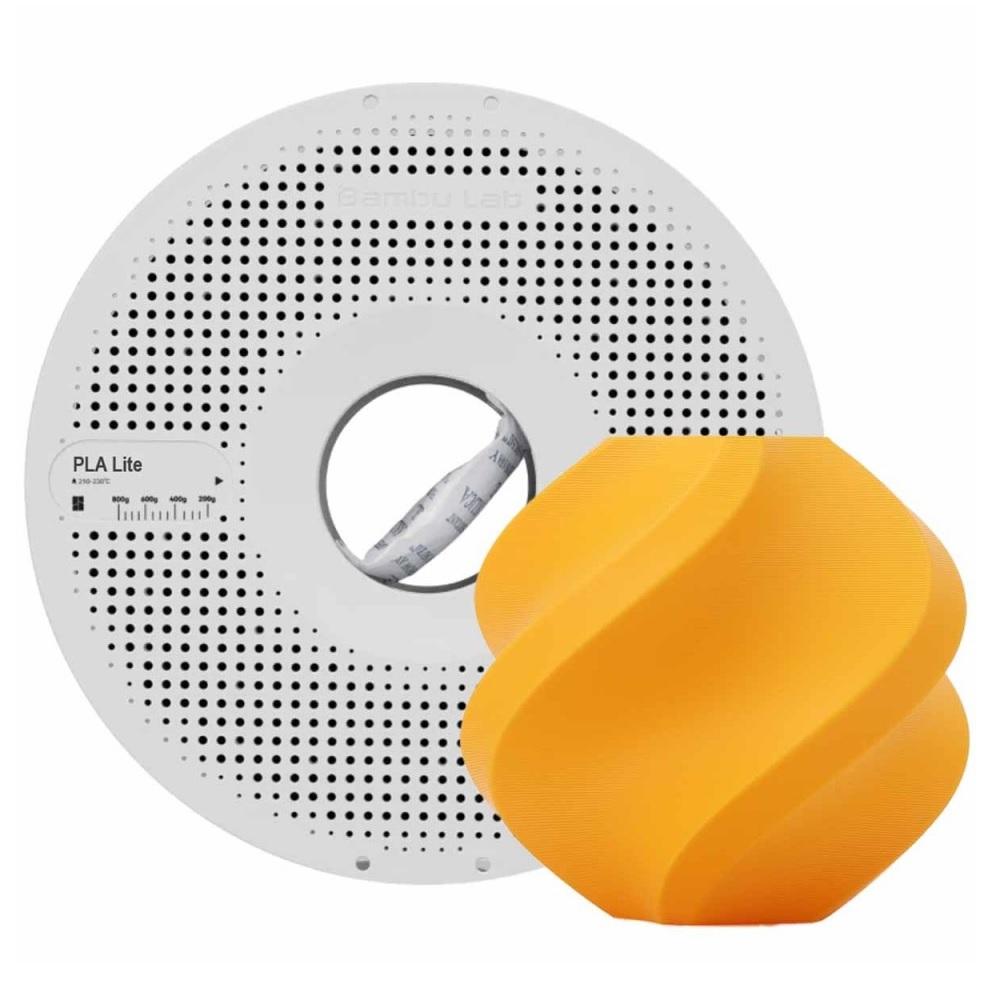 Filamento 1,75mm PLA Lite, 1kg, Laranja, para Impressora 3D, Com Carretel Reutilizável, BAMBU LAB