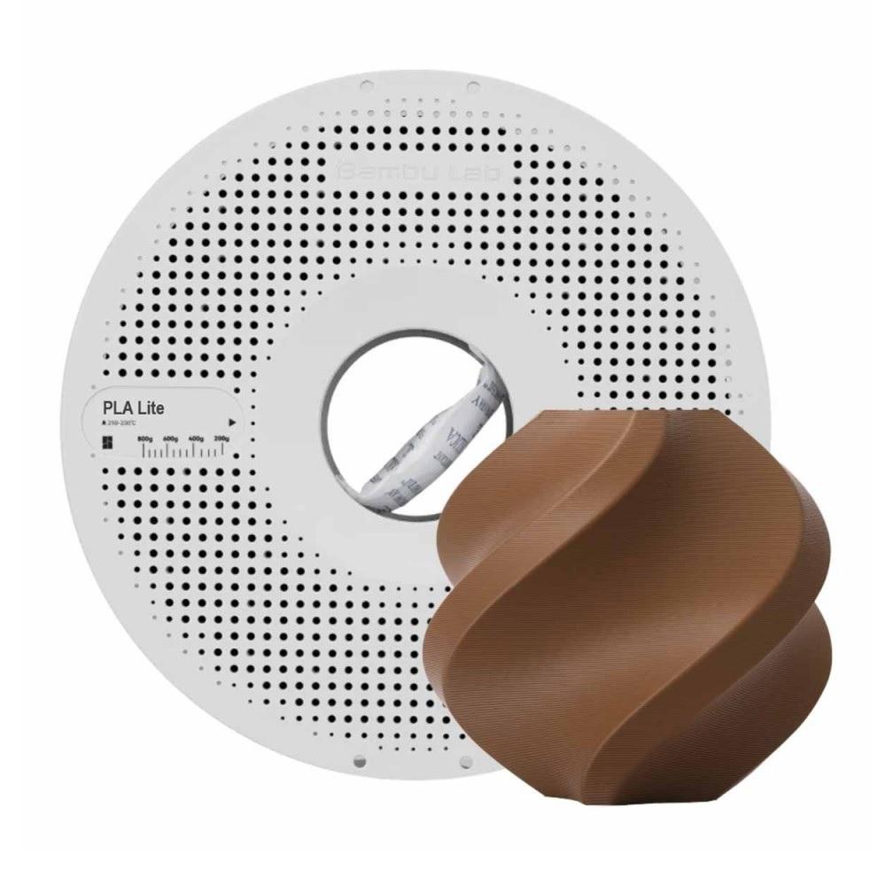 Filamento 1,75mm PLA Lite, 1kg, Marrom Cacau, para Impressora 3D, Com Carretel Reutilizável, BAMBU LAB