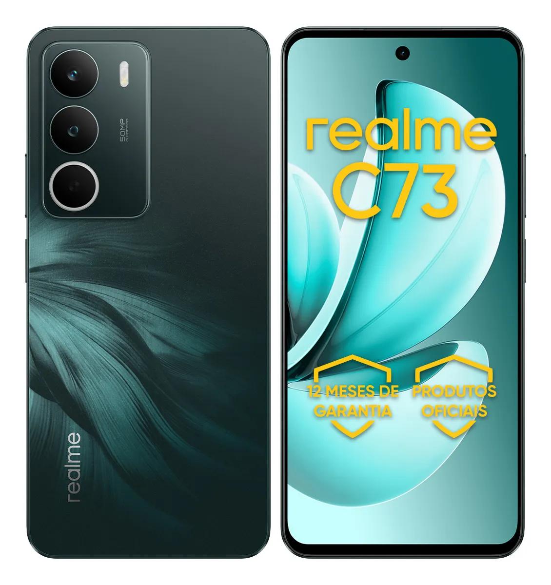 Smartphone Realme C73, 128GB, 4GB, Tela 6,67", Câmera 50MP, Forest Owl, RMX5303