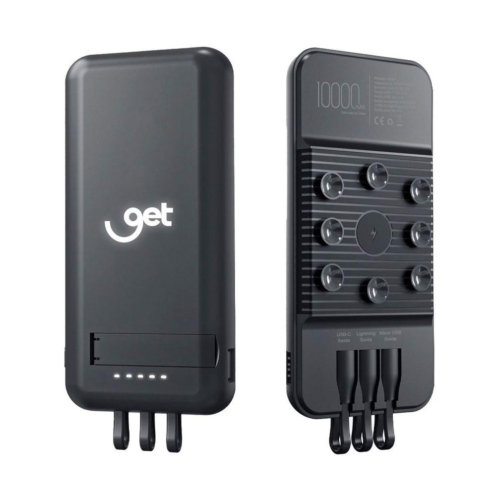 Carregador USB Portátil 10.000mAh, com ventosas, Preto, 72281, GET
