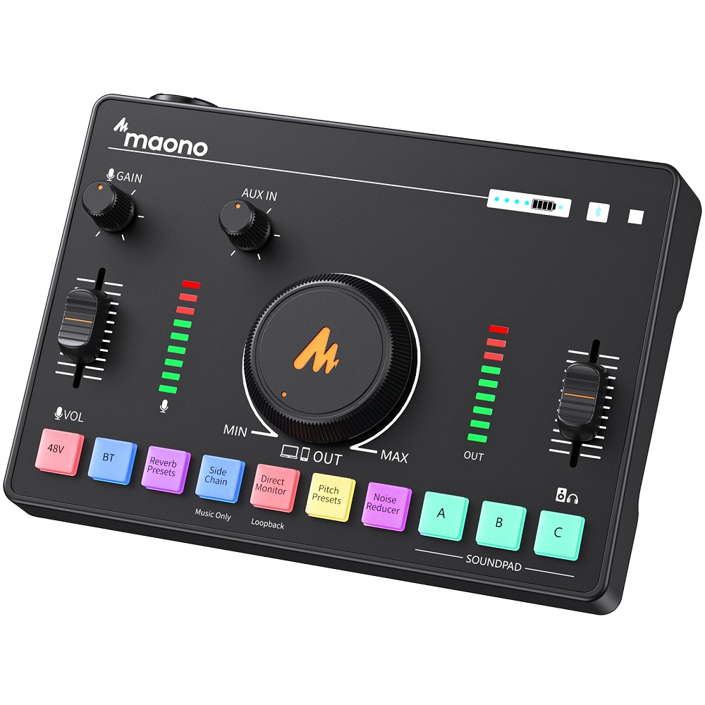 Mesa de Som Stream Deck Maono Caster C2 Neo, Bluetooth e USB, AMC2
