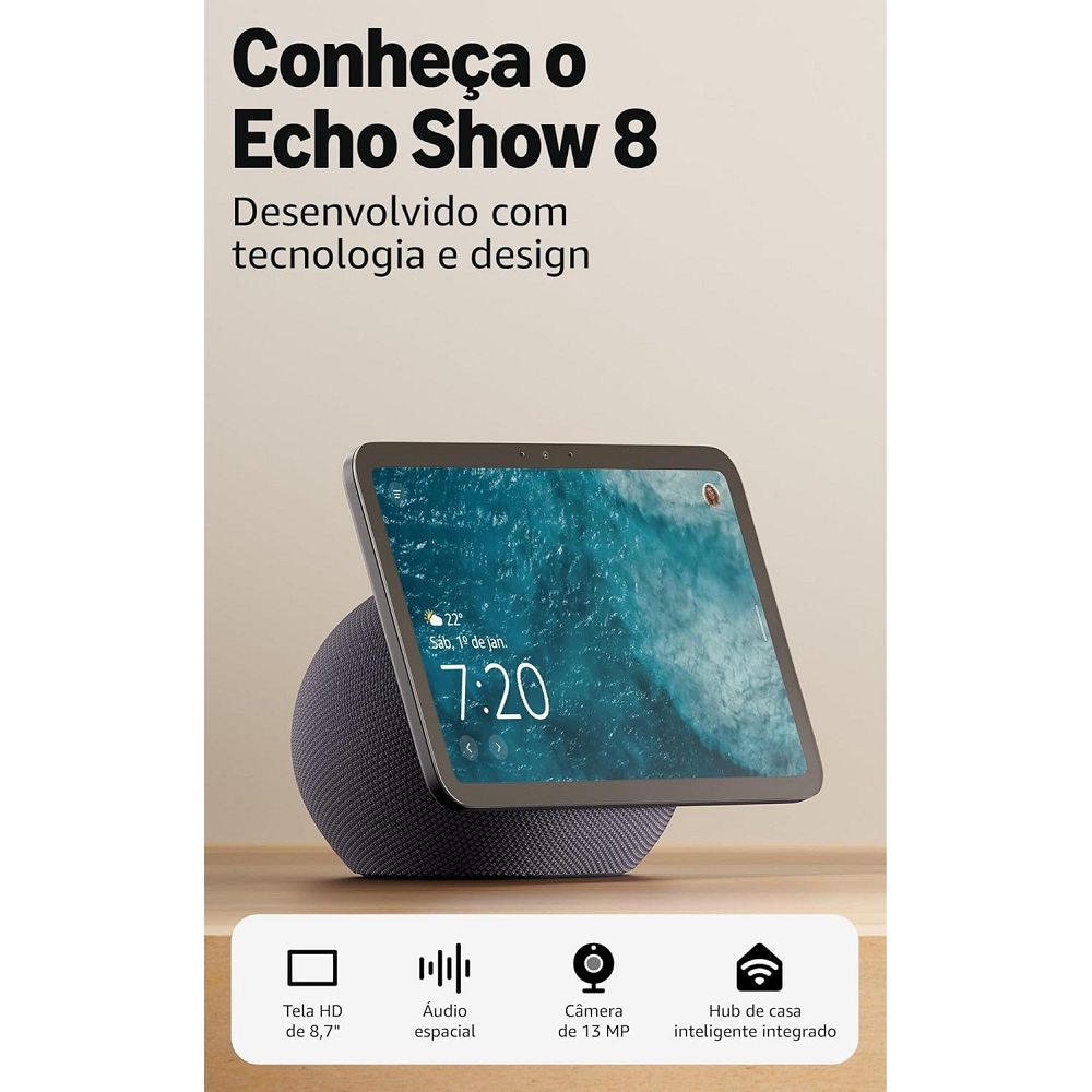 Echo Show 8 (Geração mais recente) - Com novo design, tela