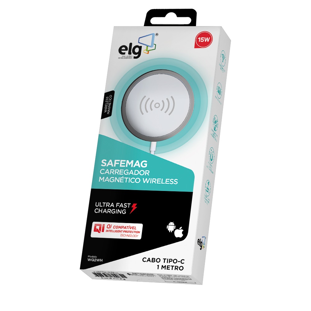 Carregador Wireless Safemag 15W, Magnético, Branco, WQ2WH, ELG